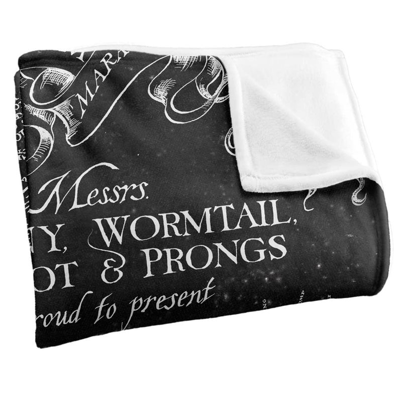 LOGOVISION Harry Potter Marauder's Map Officially Licensed Silky Touch Super Soft Throw Blanket 36"" x 58""  Black and White - Image 3